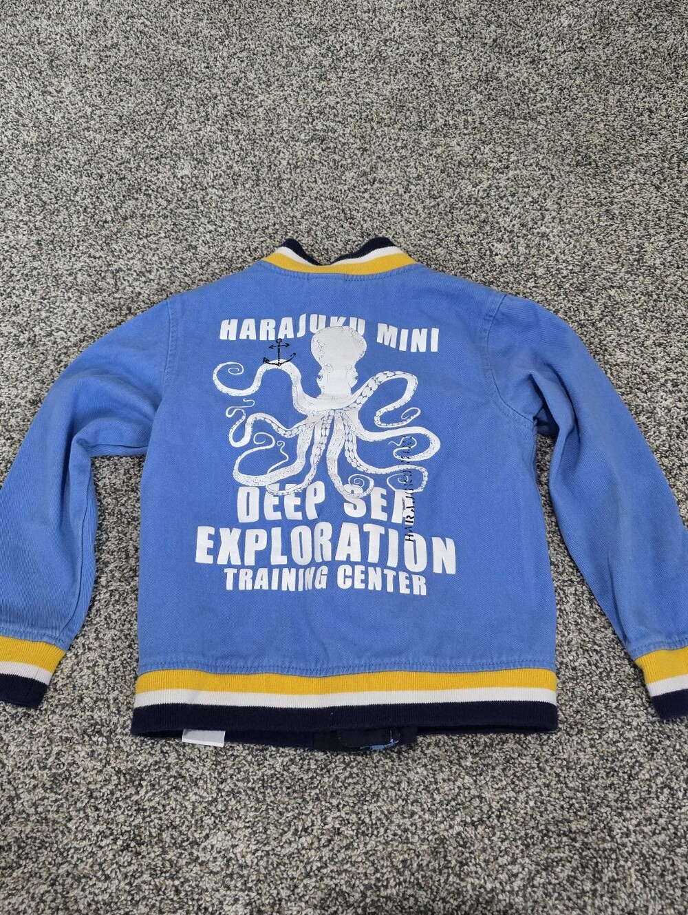 Harajuku Mini for Target Blue Varsity Jacket Octopus Deep Sea Exploration